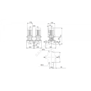 Насос ин-лайн с сухим ротором TPD 40-270/2 A-F-A-BQQE PN16 сдвоенный 3х220-240/380-415В/50 Гц Grundfos 98915456
