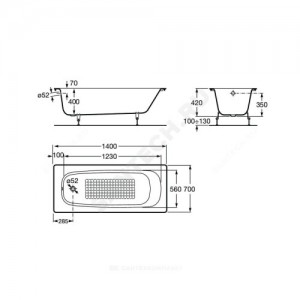 Ванна чугунная Continental 140х70 без ножек Roca 212914001