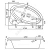 Ванна акриловая Эдера R 170х110 без ножек правосторонняя Santek 1.WH11.1.994