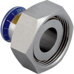Муфта сталь нерж Дн 22х1 1/8" G пресс/нак/гайка для газоснабжения Mapress Geberit 34158
