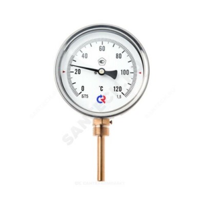 Термометр биметаллический радиальный Дк100 L=150мм G1/2" 120С БТ-52.211 Росма 00000002639