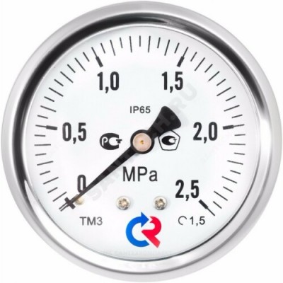 Манометр гидрозаполненный ТМ-320Т.10 осевой Дк63мм 0-2,5 МПа G1/4" глицерин Росма 00000025270