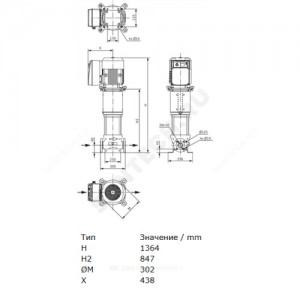 Насос многоступенчатый вертикальный HELIX VE 2205-2/25/V/KS/2G PN25 3х400В/50 Гц Wilo 4166210