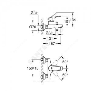 Смеситель для ванны с душем серия BauFlow одноручный Grohe 23756000