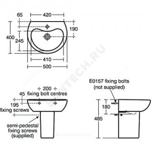 Умывальник подвесной CONTOUR 50 Ideal Standard S269001 .