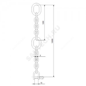 Цепь подъемная с карабином сталь нерж L=10 м Grundfos 98538179