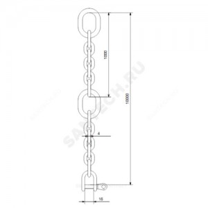Цепь подъемная с карабином сталь нерж L=10 м Grundfos 98989672