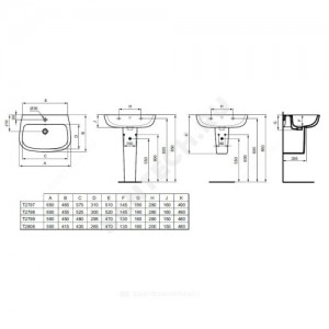 Умывальник подвесной ESEDRA 60 Ideal Standard T279801 .