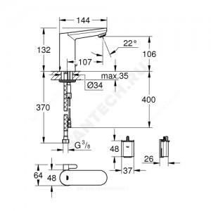 Смеситель для умывальника серия Eurosmart Cosmopolitan E сенсорный Grohe 36327001