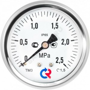 Манометр гидрозаполненный ТМ-520Т.10 осевой Дк100мм 0-0,6 МПа G1/2" глицерин Росма 00000031032