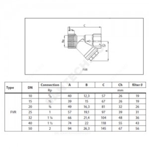 Фильтр сетчатый Y-образный латунь Ду 10 Ру25 Тмакс=130 oC G3/8" ВР FVR Danfoss 065B8234