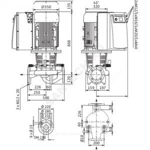 Насос ин-лайн с сухим ротором IL-E 100/165-22/2 PN16 3х400В/50 Гц с датчиком перепада давления Wilo 2153682