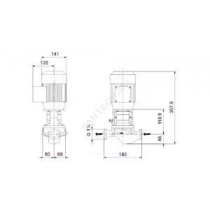 Насос ин-лайн с сухим ротором TP 25-90/2-A-O-A-BQQE PN10 1х220-240В/50 Гц Grundfos 98346604