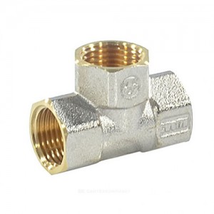 Тройник латунь никель Ду 32 (1 1/4") ВР/ВР 9007 ГОСТ 32585-2013 Aquasfera 9007-04
