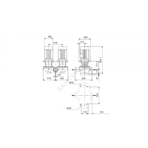 Насос ин-лайн с сухим ротором TPD 80-700/2 A-F-A-BQQE PN16 сдвоенный 3х380-415В/50 Гц Grundfos 96108796