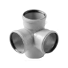 Крестовина PP-H 2-плоскостная серая Дн 110х110х110 б/нап в/к VALFEX 28110110