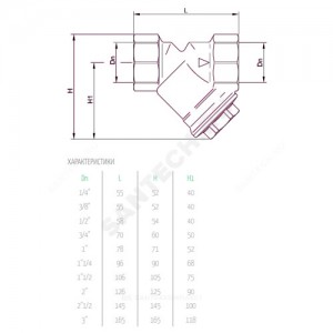 Фильтр сетчатый Y-образный латунь Ду 10 Ру20 Тмакс=110 oC Rp3/8" ВР 246 OR 0246.012