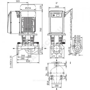 Насос ин-лайн с сухим ротором IL-E 125/220-7,5/4 PN16 3х400В/50 Гц с датчиком перепада давления Wilo 2159327