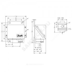 Реле давления дифференциальное CAS 155 0.2-2.5 2х1/4" Danfoss 060-313066