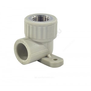 Угольник PP-R комбинированный серый ВР Дн 25х1/2" с креплением VALFEX 10120025Г