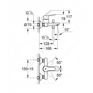 Смеситель для ванны с душем серия BauEdge одноручный Grohe 23334000