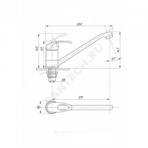 Смеситель для кухонной мойки TSB650 одноручный Царсберг 650-1109