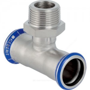 Тройник сталь нерж Дн 15х15х1/2" пресс/НР Mapress Geberit 31454
